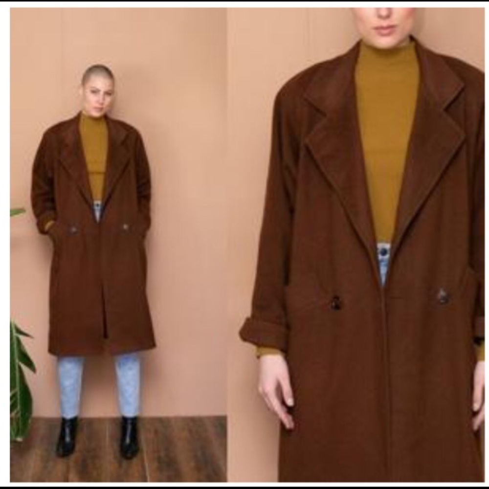 90s Wool Cocoon Coat Winter Oversized Mod